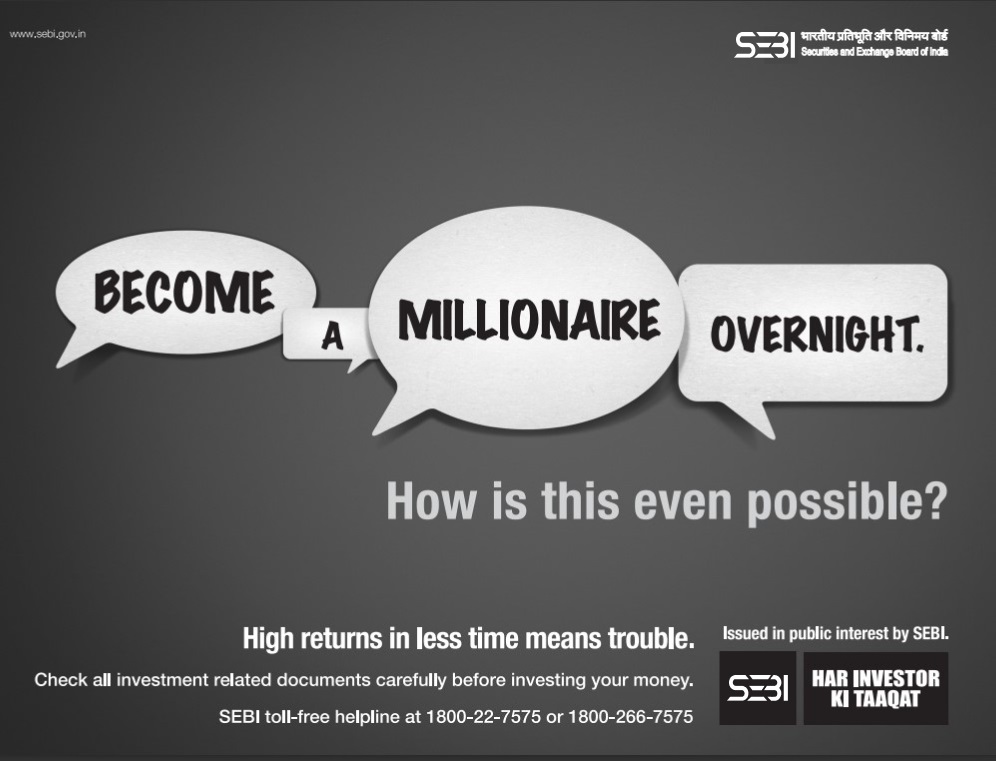 Image cautioning against the allure of high returns in a short amount of time